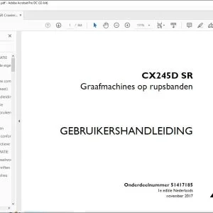 Case Graafmachines op rupsbanden CX245D SR GEBRUIKERSHANDLEIDING(51417185) - PDF DOWNLOAD (Dutch)