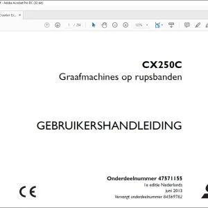 Case Graafmachines op rupsbanden CX250C GEBRUIKERSHANDLEIDING(47571155) - PDF DOWNLOAD (Dutch)