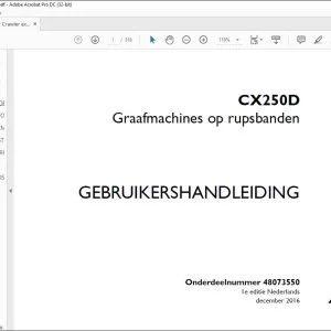 Case Graafmachines op rupsbanden CX250D GEBRUIKERSHANDLEIDING(48073550) - PDF DOWNLOAD (Dutch)