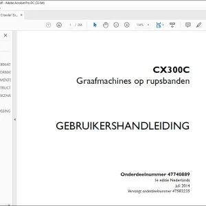 Case Graafmachines op rupsbanden CX300C GEBRUIKERSHANDLEIDING(47740889) - PDF DOWNLOAD (Dutch)