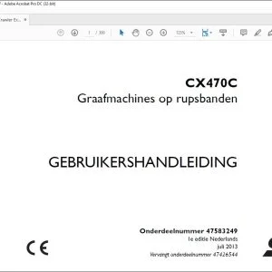 Case Graafmachines op rupsbanden CX470C GEBRUIKERSHANDLEIDING(47583249) - PDF DOWNLOAD (Dutch)