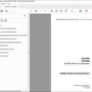 Case Graafmachines op rupsbanden CX490D CX500D GEBRUIKERSHANDLEIDING(47982151) - PDF DOWNLOAD(DUTCH)