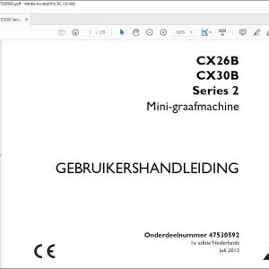 Case Mini-graafmachine CX26B CX30B Series 2 GEBRUIKERSHANDLEIDING(47530592) - PDF DOWNLOAD (Dutch)