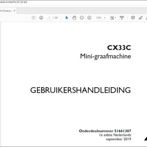 Case Mini-graafmachine CX33C GEBRUIKERSHANDLEIDING(51661307) - PDF DOWNLOAD (Dutch)