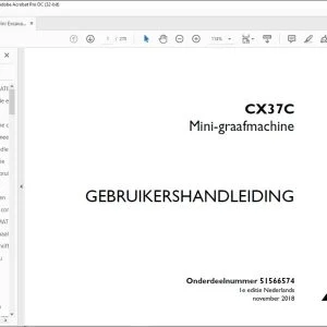 Case Mini-graafmachine CX37C GEBRUIKERSHANDLEIDING(51566574) - PDF DOWNLOAD (Dutch)