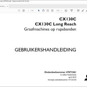 Case Rupsgraafmachine CX130C, CX130C Long Reach GEBRUIKERSHANDLEIDING - PDF DOWNLOAD (Dutch)