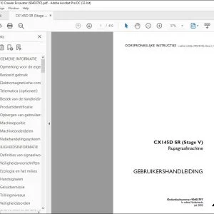 Case Rupsgraafmachine CX145D SR (Stage V) GEBRUIKERSHANDLEIDING(90403797) - PDF DOWNLOAD (Dutch)