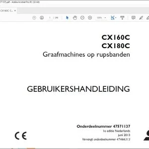 Case Rupsgraafmachine CX160 CX180C GEBRUIKERSHANDLEIDING - PDF DOWNLOAD (Dutch)