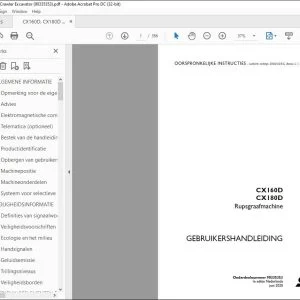Case Rupsgraafmachine CX160D CX180D GEBRUIKERSHANDLEIDING(90335353) - PDF DOWNLOAD (Dutch)