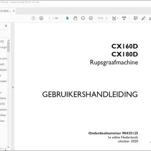 Case Rupsgraafmachine CX160D CX180D GEBRUIKERSHANDLEIDING(90435125) - PDF DOWNLOAD (Dutch)