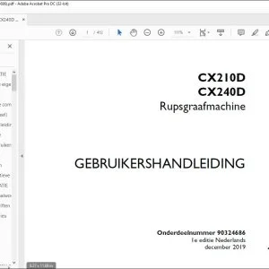Case Rupsgraafmachine CX210D CX240D GEBRUIKERSHANDLEIDING(90324686) - PDF DOWNLOAD (Dutch)