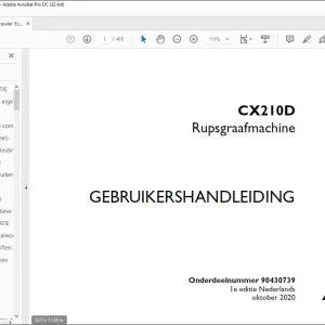 Case Rupsgraafmachine CX210D GEBRUIKERSHANDLEIDING(90430739) - PDF DOWNLOAD (DUTCH)