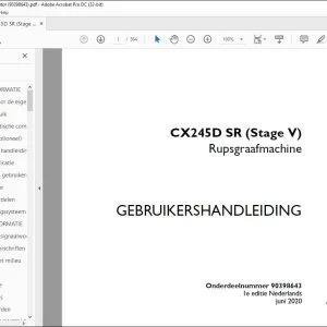 Case Rupsgraafmachine CX245D SR (Stage V) GEBRUIKERSHANDLEIDING(90398643) - PDF DOWNLOAD (Dutch)
