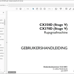 Case Rupsgraafmachine CX350D CX370D (Stage V) GEBRUIKERSHANDLEIDING(51613851) - PDF DOWNLOAD (Dutch)