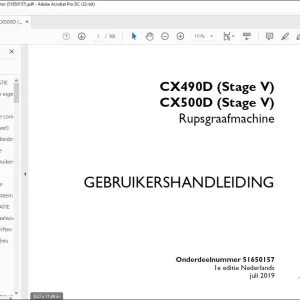 Case Rupsgraafmachine CX490D CX500D (Stage V) GEBRUIKERSHANDLEIDING (51650157) - PDF DOWNLOAD
