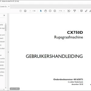 Case Rupsgraafmachine CX750D GEBRUIKERSHANDLEIDING(48165073) - PDF DOWNLOAD (Dutch)