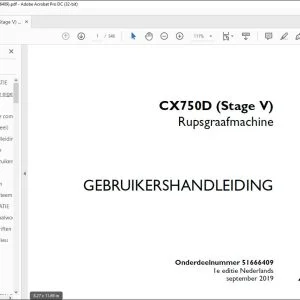 Case Rupsgraafmachine CX750D (Stage V) GEBRUIKERSHANDLEIDING(51666409) - PDF DOWNLOAD (Dutch)