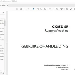 Case Rupsgraafmachine CX85D SR GEBRUIKERSHANDLEIDING(51606325) - PDF DOWNLOAD (Dutch)