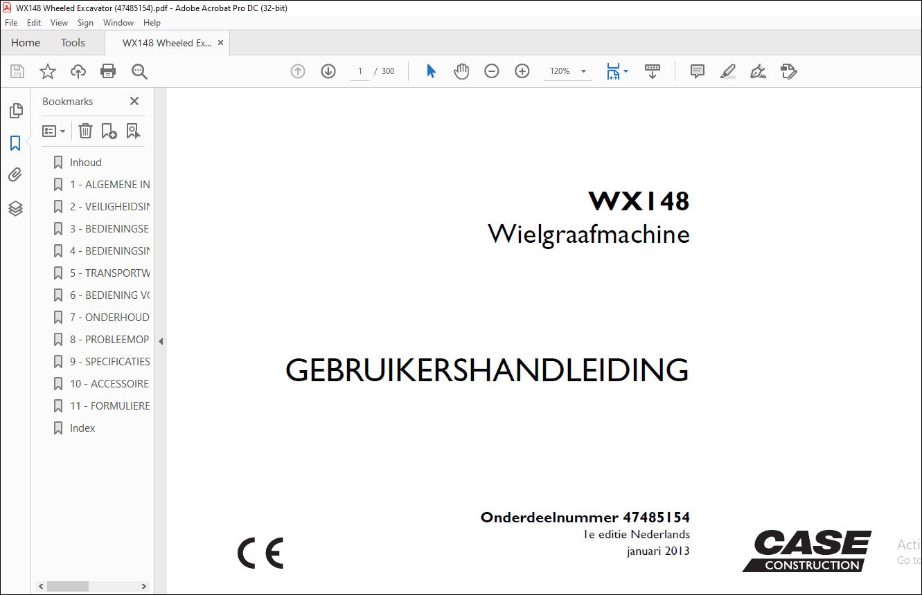 Case Wielgraafmachine WX148 GEBRUIKERSHANDLEIDING(47485154) - PDF ...