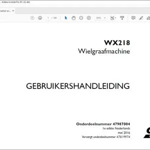 Case Wielgraafmachine WX218 GEBRUIKERSHANDLEIDING(47987004) - PDF DOWNLOAD (Dutch)