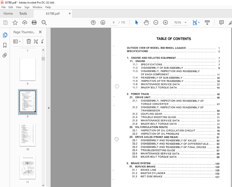 Clark Wheel Loader 35b Shop Manual 637be - Pdf Download - Heydownloads 