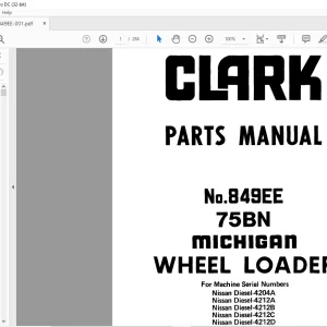 Clark Wheel Loader 75BN Parts Manual 849EE - PDF DOWNLOAD