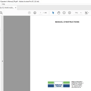 DEUTZ-FAHR AGROFARM 85 100 MANUEL D’INSTRUCTIONS - PDF DOWNLOAD