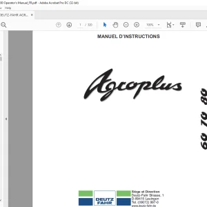 DEUTZ-FAHR AGROPLUS 60 70 80 Manuel d’instructions - PDF DOWNLOAD