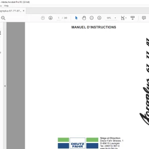 DEUTZ-FAHR AGROPLUS 67 77 87 MANUEL D‘INSTRUCTIONS - PDF DOWNLOAD