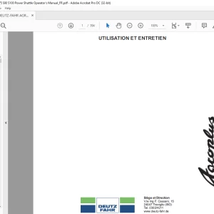 DEUTZ-FAHR AGROPLUS S70 S75 S90 S100 UTILISATION ET ENTRETIEN - PDF DOWNLOAD