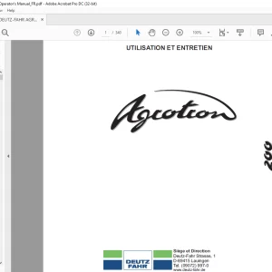 DEUTZ-FAHR AGROTRON 200 UTILISATION ET ENTRETIEN -  PDF DOWNLOAD