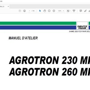 DEUTZ-FAHR AGROTRON 230 MK3 260 MK3 MANUEL D’ATELIER - PDF DOWNLOAD