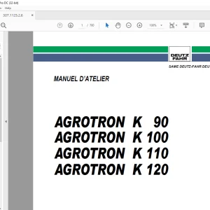 DEUTZ-FAHR AGROTRON K90 K100 K110 K120 MANUEL D’ATELIER - PDF DOWNLOAD