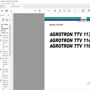 DEUTZ-FAHR AGROTRON TTV 1130 1145 1160 MANUEL D’ATELIER - PDF  DOWNLOAD