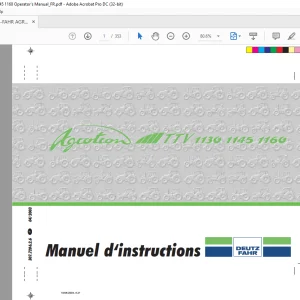 DEUTZ-FAHR AGROTRON TTV 1130 1145 1160 MANUEL D'INSTRUCTIONS - PDF DOWNLOAD
