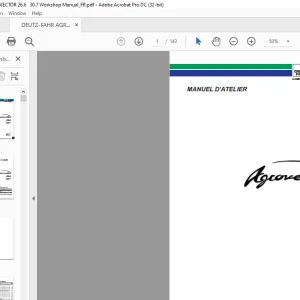 DEUTZ-FAHR AGROVECTOR 26.6 30.7 MANUEL D’ATELIER  - PDF DOWNLOAD