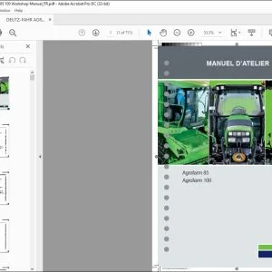 DEUTZ-FAHR Agrofarm 85 100 MANUEL D’ATELIER - PDF DOWNLOAD(French)