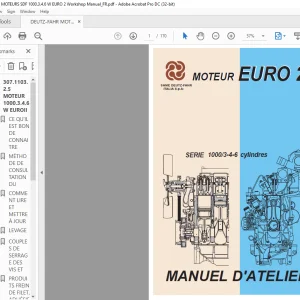 DEUTZ-FAHR MOTEURS SERIE 1000 3-4-6 cylindres EURO 2 MANUEL D’ATELIER - PDF DOWNLOAD