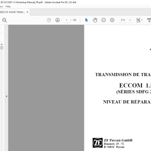 DEUTZ-FAHR TRANSMISSION DE TRACTEUR - ZF ECCOM 1.5 Manuel d'atelier - PDF DOWNLOAD