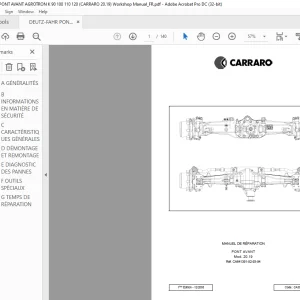 Deutz-Fahr PONT AVANT CARRARO 20.19 MANUEL DE RÉPARATION -  PDF DOWNLOAD