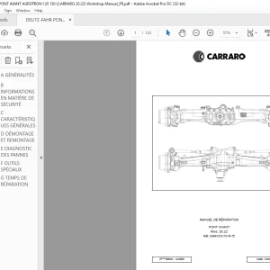 Deutz-Fahr PONT AVANT CARRARO 20.22 MANUEL DE RÉPARATION - PDF DOWNLOAD