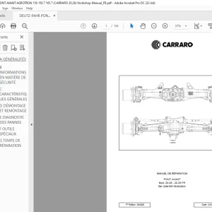 Deutz-Fahr PONT AVANT CARRARO 20.26 - 20.26 MANUEL DE RÉPARATION - PDF DOWNLOAD