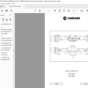 Deutz-Fahr PONT AVANT CARRARO 20.49 MANUEL DE RÉPARATION - PDF DOWNLOAD
