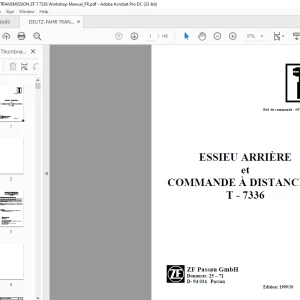 Deutz-Fahr pour l’ESSIEU ARRIÈRE ZF T - 7336 MANUEL DE RÉPARATION - PDF DOWNLOAD
