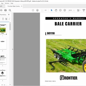 Frontier Bale Carrier BC1110 Operator's Manual(5TB109110335) - PDF DOWNLOAD