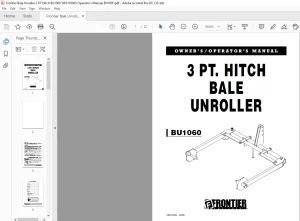 Frontier Bale Unroller 3 PT Hitch BU1060 Owner’s Operator’s Manual(5WS105005) - PDF DOWNLOAD
