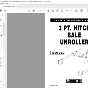 Frontier Bale Unroller 3 PT Hitch BU1060 Owner’s Operator’s Manual(5WS105005) - PDF DOWNLOAD