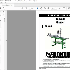 Frontier Bedknife Grinder BG1000 Operator's Manual(5NTBG1007901) - PDF DOWNLOAD