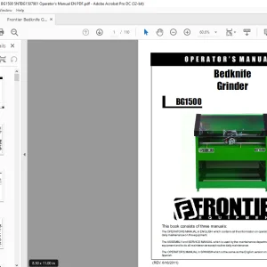 Frontier Bedknife Grinder BG1500 Operator's Manual(5NTBG1507901) - PDF DOWNLOAD