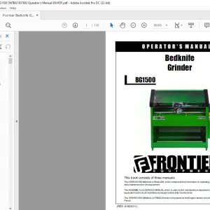Frontier Bedknife Grinder BG1500 Operator's Manual(5NTBG1507903) - PDF DOWNLOAD